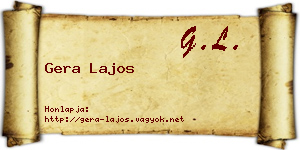 Gera Lajos névjegykártya
